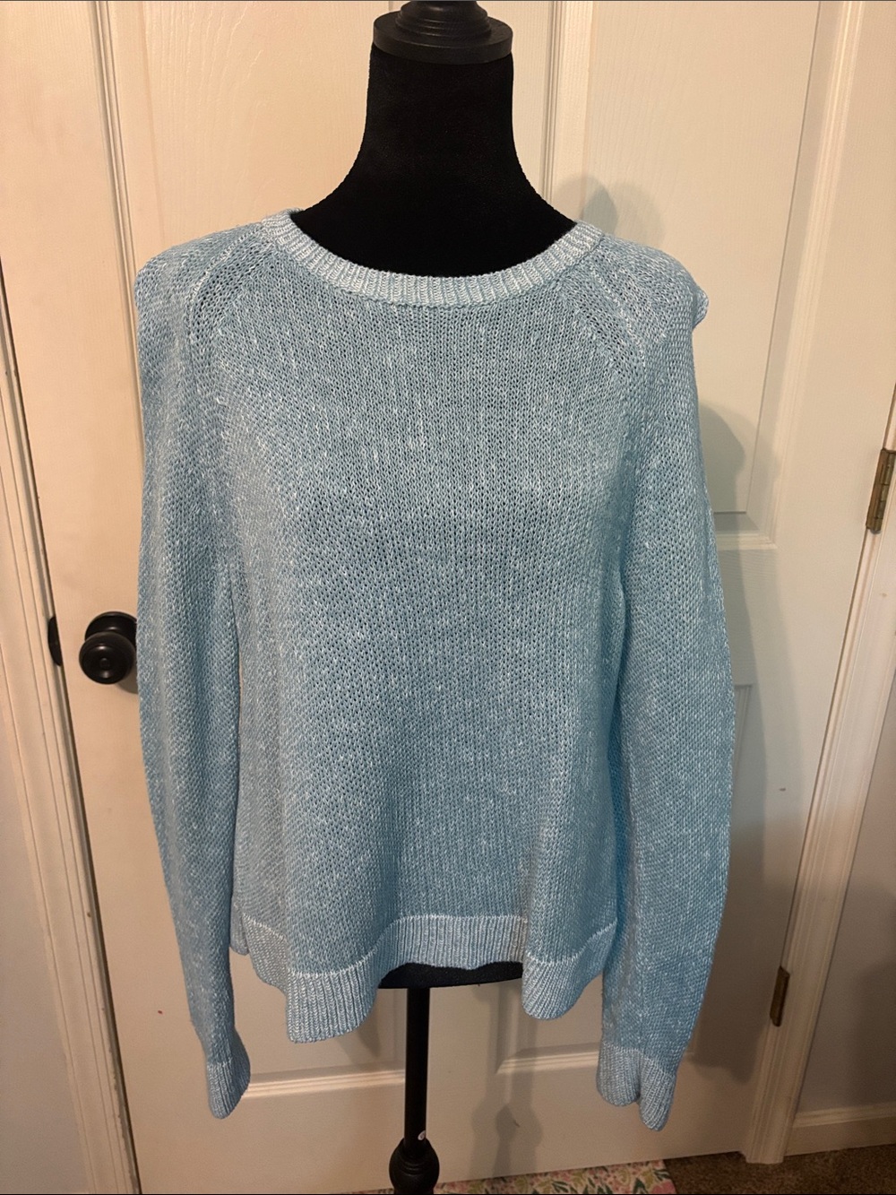 Eileen Fisher Classic Crewneck Knit Sweater in Light Blue Small
